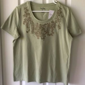 Sage green polo top.